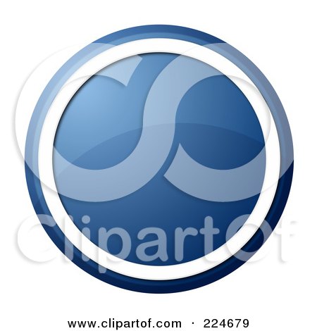 Royalty-Free (RF) Clipart Illustration of a Blue And White Round Shiny Website Button Or Icon by oboy