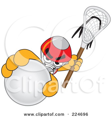 Royalty-Free (RF) Clipart Illustration of a Rocket Mascot Cartoon Character Grabbing A Lacrosse Ball by Mascot Junction
