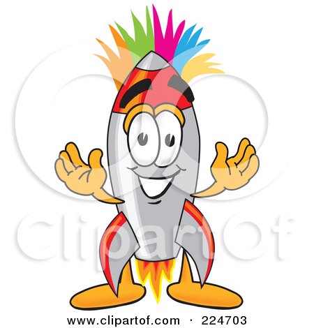 Royalty-Free (RF) Clipart Illustration of a Rocket Mascot Cartoon Character Punk by Mascot Junction