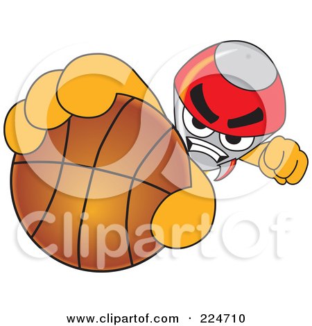 Royalty-Free (RF) Clipart Illustration of a Rocket Mascot Cartoon Character Grabbing A Basketball by Mascot Junction