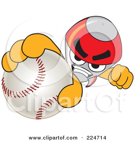 Royalty-Free (RF) Clipart Illustration of a Rocket Mascot Cartoon Character Grabbing A Baseball by Mascot Junction
