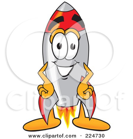 Royalty-Free (RF) Clipart Illustration of a Rocket Mascot Cartoon Character  With His Hands On His Hips by Toons4Biz #224730