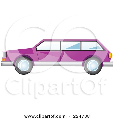 Royalty-Free (RF) Clipart Illustration of a Side View Of A Purple Station Wagon Car by Prawny