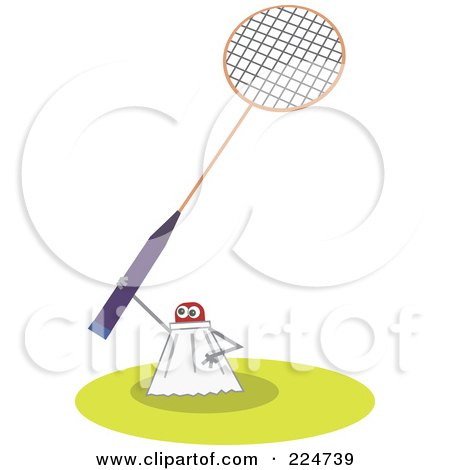 Royalty-Free (RF) Clipart Illustration of a Shuttlecock Holding Up A Racket by Prawny