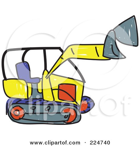 Royalty-Free (RF) Clipart Illustration of a Sketched Bulldozer by Prawny