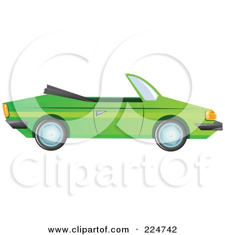 Royalty-Free (RF) Clipart Illustration of a Green Convertible Car by Prawny
