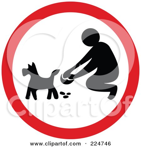 Royalty-Free (RF) Clipart Illustration of a Red And White Round Pooper Scooper Sign by Prawny