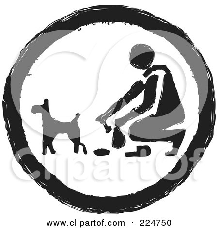 Royalty-Free (RF) Clipart Illustration of a Black And White Round Pooper Scooper Sign by Prawny