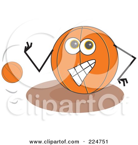 Royalty-Free (RF) Clipart Illustration of a Basketball Character Bouncing A Ball by Prawny