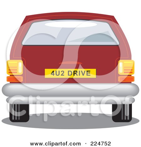 Royalty-Free (RF) Clipart Illustration of a Rear View Of A Red Car by Prawny