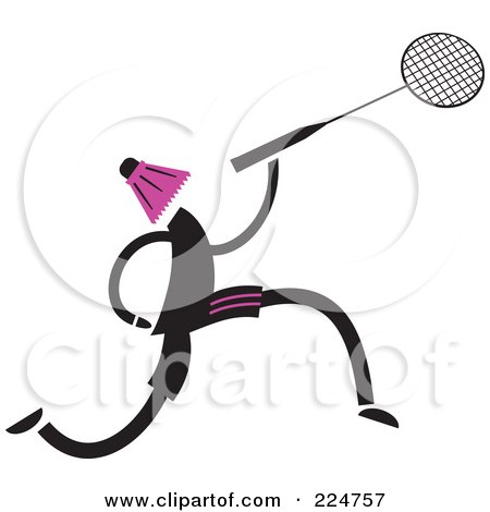 Royalty-Free (RF) Clipart Illustration of a Person With A Shuttle Cock Head And Badminton Racket by Prawny