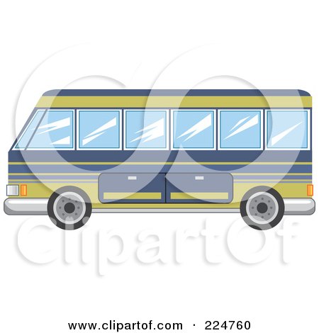 Royalty-Free (RF) Clipart Illustration of a Blue And Yellow Tourist Bus by Prawny
