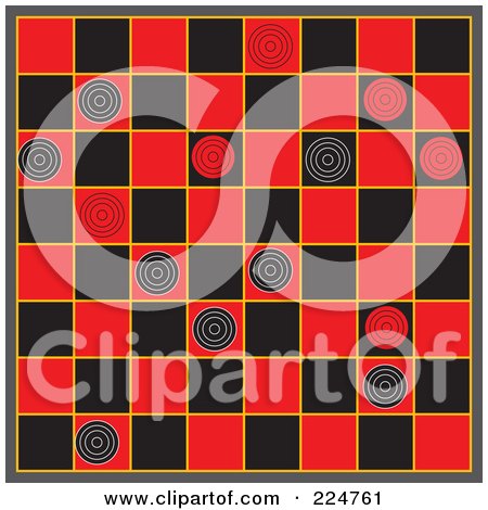 Royalty-Free (RF) Clipart Illustration of a Checkers Board Background by Prawny