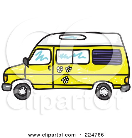 Royalty-Free (RF) Clipart Illustration of a Yellow Camper Van by Prawny