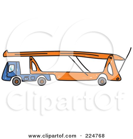 Royalty-Free (RF) Clipart Illustration of a Blue And Orange Car Transporter Truck by Prawny