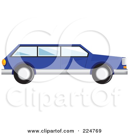 Royalty-Free (RF) Clipart Illustration of a Side View Of A Blue Station Wagon Car by Prawny