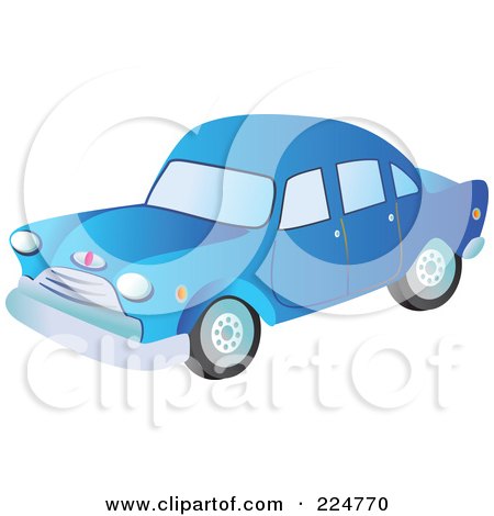 Royalty-Free (RF) Clipart Illustration of a Blue Vintage Car by Prawny