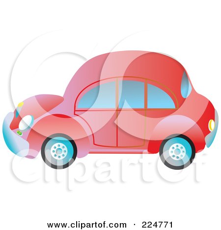 Royalty-Free (RF) Clipart Illustration of a Side View Of A Red VW Bug by Prawny