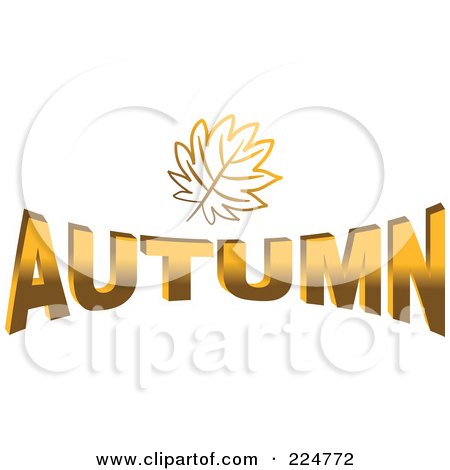 Royalty-Free (RF) Clipart Illustration of a Golden Leaf Over AUTUMN by Prawny