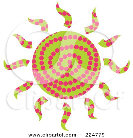 Royalty-Free (RF) Clipart Illustration of a Green And Pink Patterned Sun by Prawny