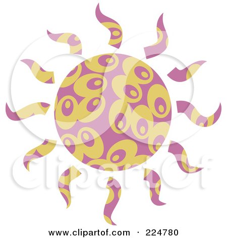 Royalty-Free (RF) Clipart Illustration of a Pink And Beige Patterned Sun by Prawny