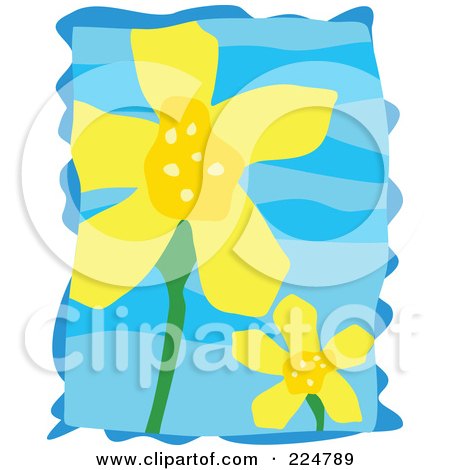 Royalty-Free (RF) Clipart Illustration of Two Yellow Flowers Over Blue by Prawny