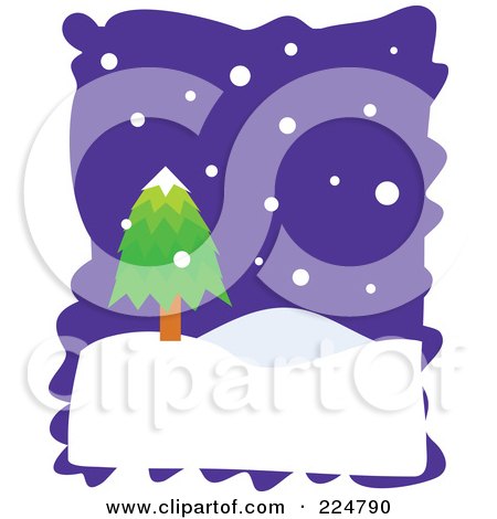 Royalty-Free (RF) Clipart Illustration of a Lone Evergreen With Snow by Prawny
