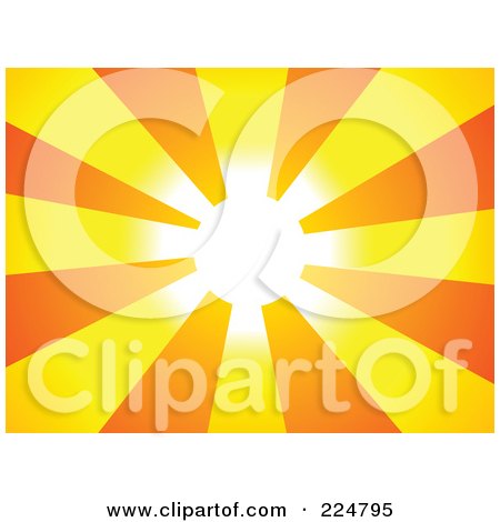 Royalty-Free (RF) Clipart Illustration of a Sunray Background Of Orange And Yellow And A Bright Center by Prawny