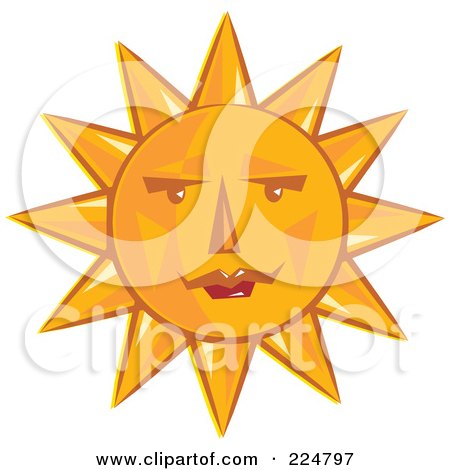 Royalty-Free (RF) Clipart Illustration of an Orange Sun Face by Prawny