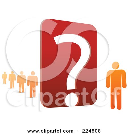 Royalty-Free (RF) Clipart Illustration of Orange People By A Large Question Mark by Qiun
