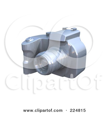 Royalty-Free (RF) Clipart Illustration of a 3d Silver Dslr Camera - 3 by patrimonio