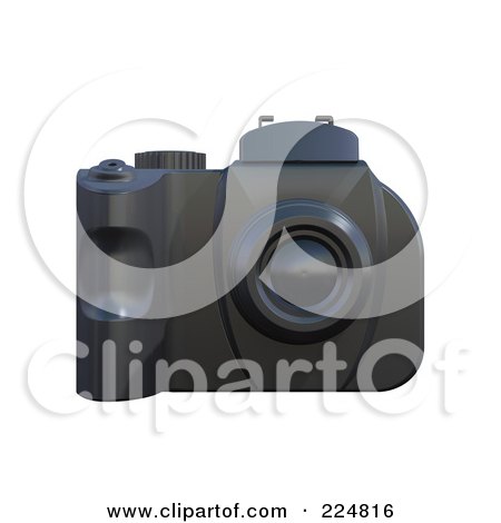 Royalty-Free (RF) Clipart Illustration of a 3d Black Rubber Dslr Camera - 1 by patrimonio