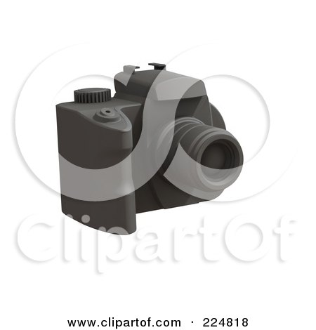 Royalty-Free (RF) Clipart Illustration of a 3d Black Rubber Dslr Camera - 2 by patrimonio