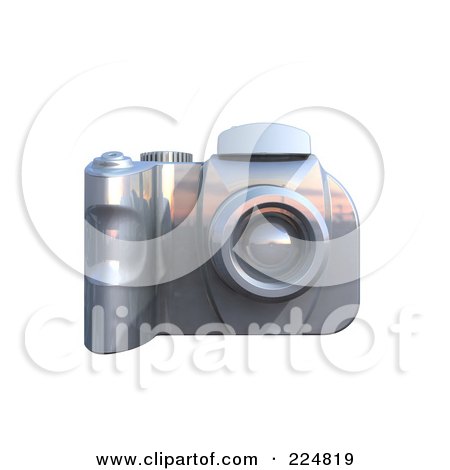 Royalty-Free (RF) Clipart Illustration of a 3d Silver Dslr Camera - 1 by patrimonio