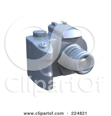 Royalty-Free (RF) Clipart Illustration of a 3d Silver Dslr Camera - 2 by patrimonio