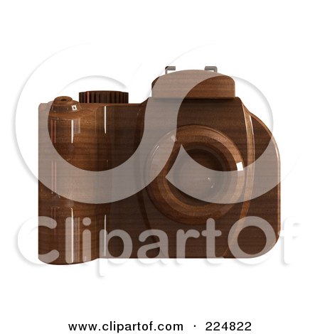 Royalty-Free (RF) Clipart Illustration of a 3d Wooden Dslr Camera by patrimonio