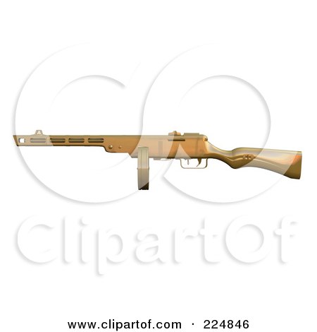 Royalty-Free (RF) Clipart Illustration of a 3d Submachine Gun - 3 by patrimonio