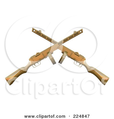Royalty-Free (RF) Clipart Illustration of 3d Crossed Submachine Guns by patrimonio