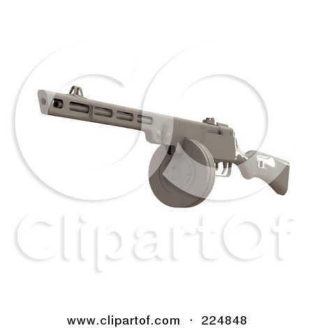 Royalty-Free (RF) Clipart Illustration of a 3d Submachine Gun - 2 by patrimonio