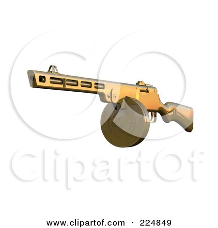 Royalty-Free (RF) Clipart Illustration of a 3d Submachine Gun - 1 by patrimonio