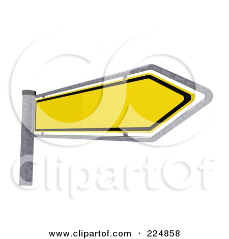Royalty-Free (RF) Clipart Illustration of a 3d Yellow Arrow Directional Sign by stockillustrations