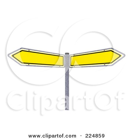 Royalty-Free (RF) Clipart Illustration of a 3d Double Yellow Arrow Directional Sign by stockillustrations