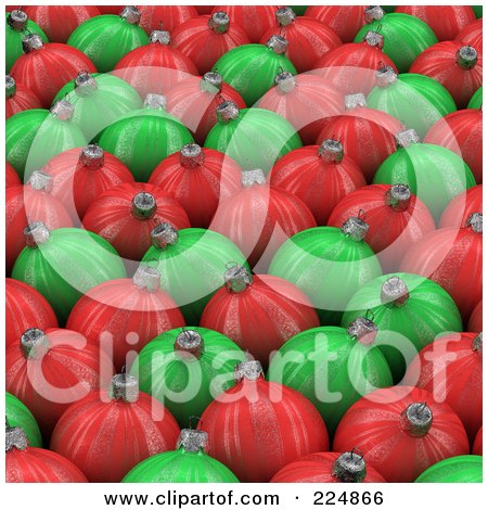 Royalty-Free (RF) Clipart Illustration of a Background Of Red And Green Christmas Balls by stockillustrations