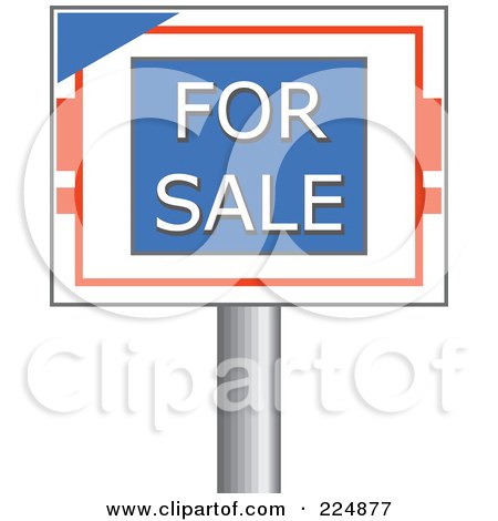 Royalty-Free (RF) Clipart Illustration of a For Sale Sign on a Silver Post by Prawny