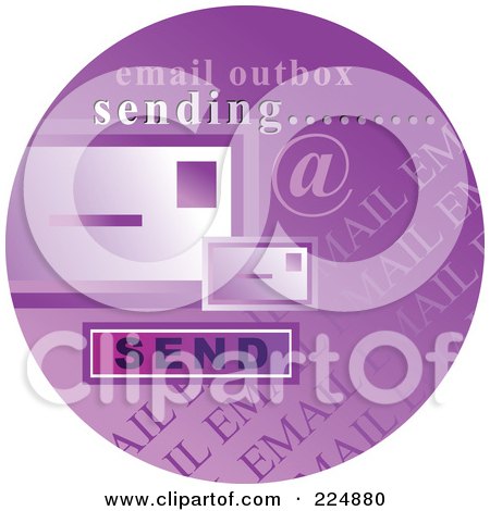 Royalty-Free (RF) Clipart Illustration of a Round Purple Computer Sticker For Sending Email by Prawny