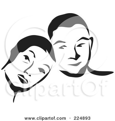 Royalty-Free (RF) Clipart Illustration of a Black And White Thick Line Drawing Of A Couple by Prawny