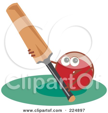 Royalty-Free (RF) Clipart Illustration of a Cricket Ball Holding A Bat by Prawny