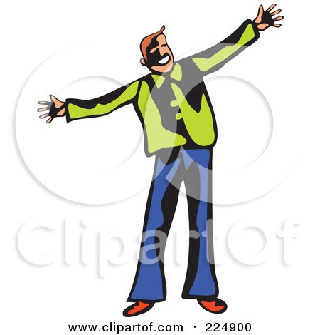 Royalty-Free (RF) Clipart Illustration of a Whimsy Man Holding His Arms Open by Prawny