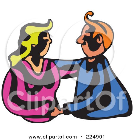 Royalty-Free (RF) Clipart Illustration of a Whimsy Couple Embracing by Prawny