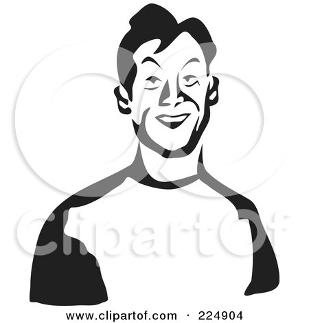 Royalty-Free (RF) Clipart Illustration of a Black And White Thick Line Drawing Of A Man by Prawny